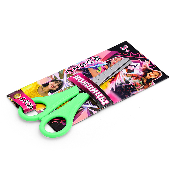 Ножницы детские Дорама 13 см, с закругленными концами, травмобезопасные, с линейкой