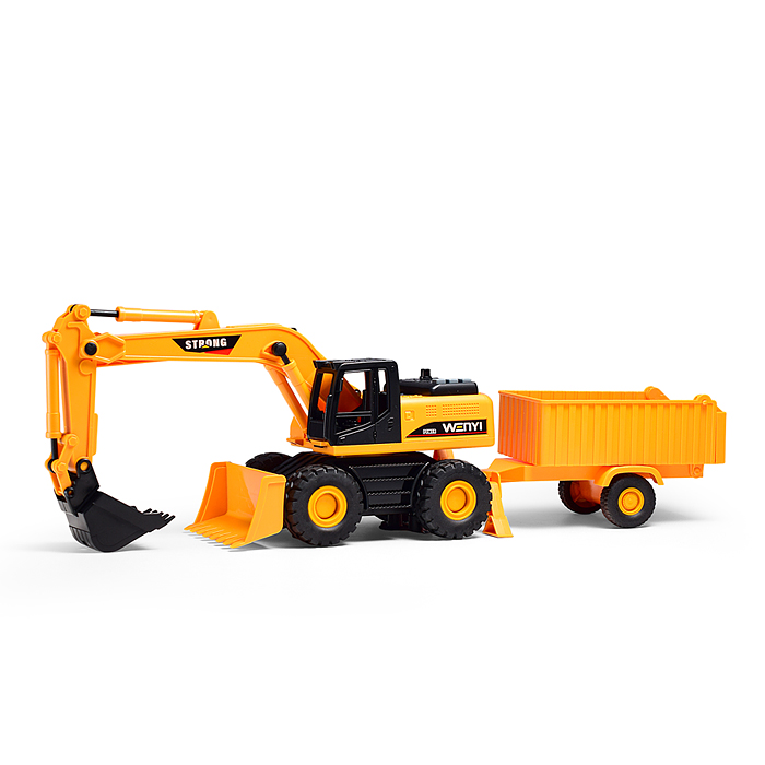 Экскаватор WY1139ABC-1 "Многофункциональный" с прицепом, 1:14 (свет, звук) в коробке
