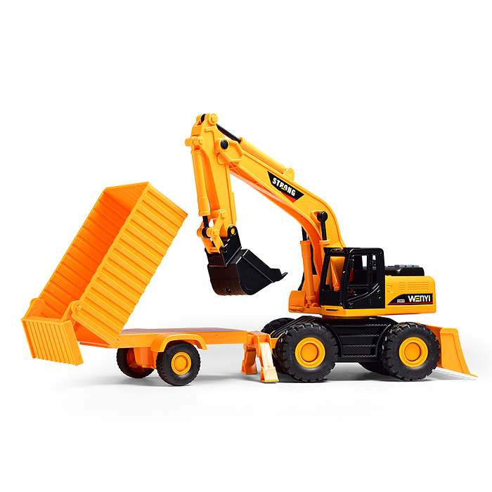 Экскаватор WY1139ABC-1 "Многофункциональный" с прицепом, 1:14 (свет, звук) в коробке