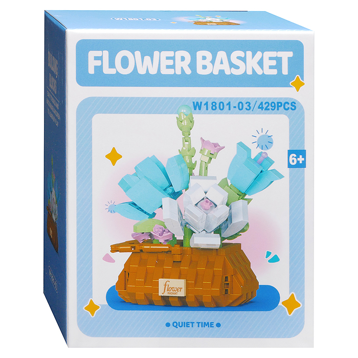 Конструктор W1801-03 "Корзина с цветами" (429 дет.) в коробке
