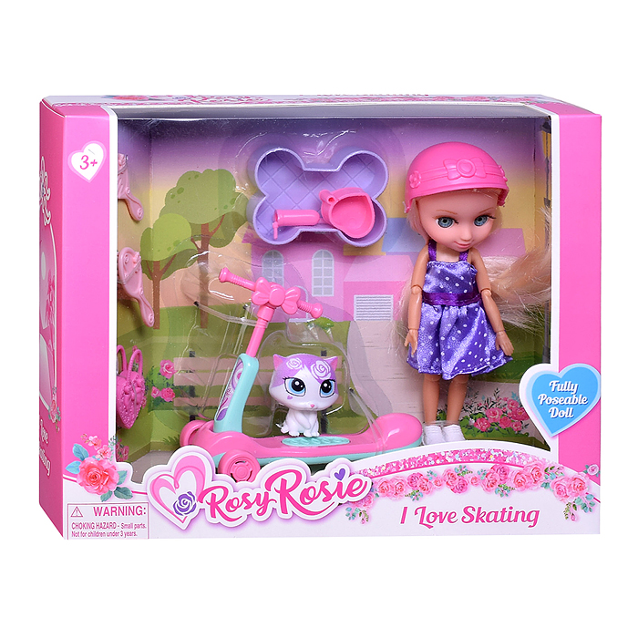 Кукла RR013 "Полина на самокате" с аксессуарами, в коробке