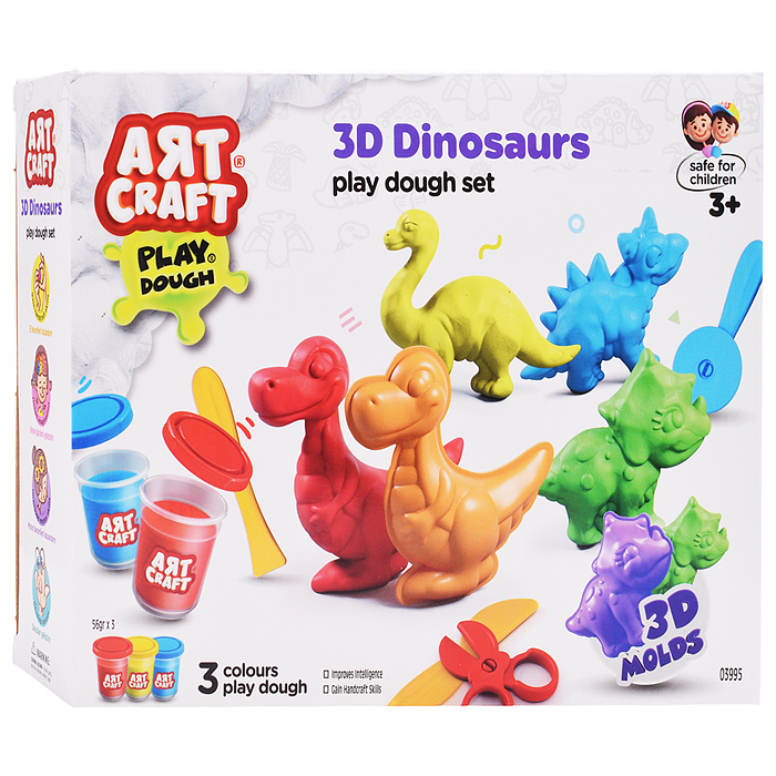 Набор для лепки "Динозаврики" тесто 3х56г