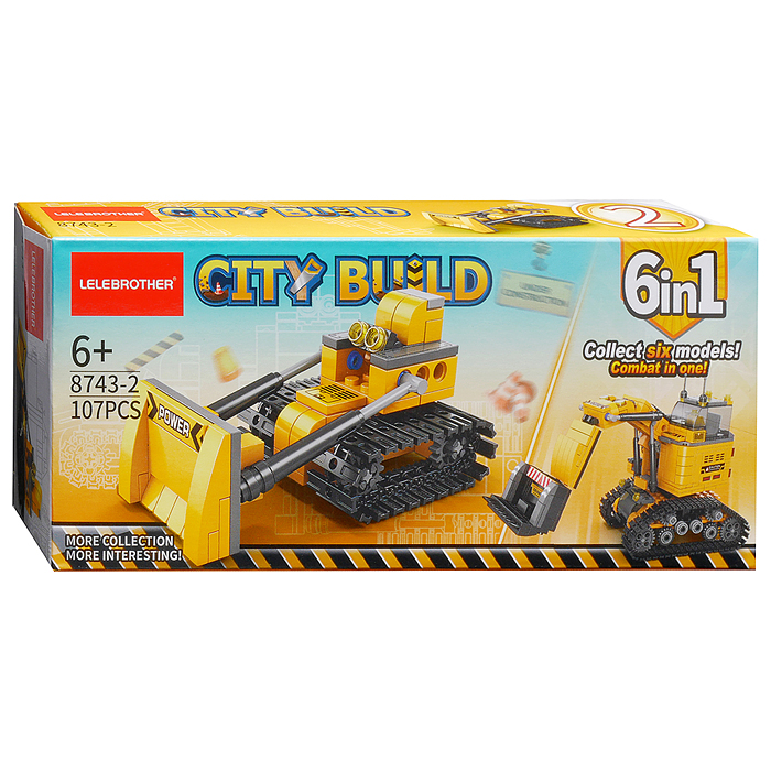 Конструктор 8743-2 "Гусеничный бульдозер" (107 дет.) в коробке