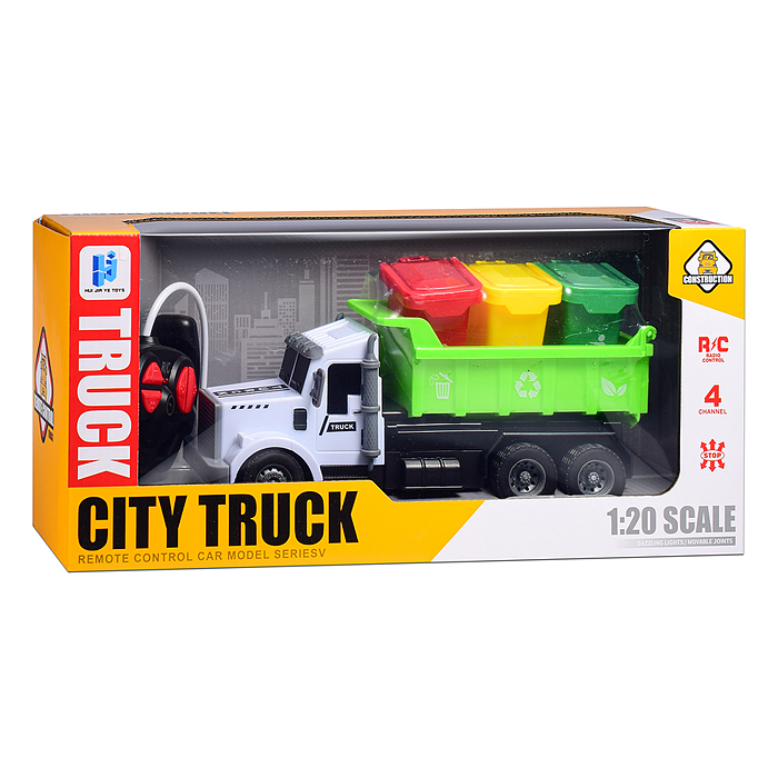 Машина 998-90Y "Мусоровоз" с контейнерами, р/у, 27 MHz, в коробке