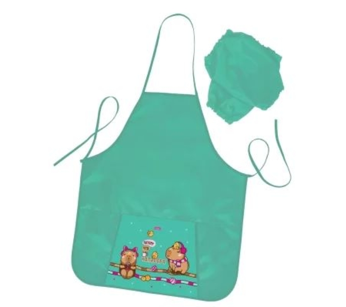 Фартук для Труда 53,5х44,5см с карманом "Потому что Капибара" в индивидуальной упаковке