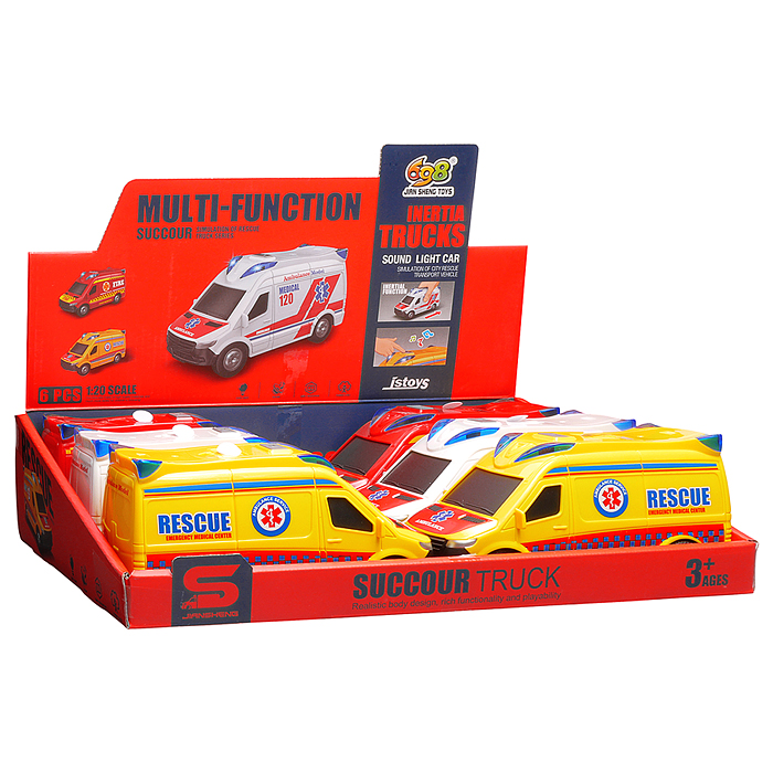 Машина JS201P "Спасательная служба" 1:20 (свет, звук) в коробке (в ассортименте)