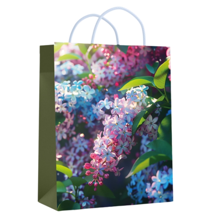 Пакет ламинированный "Сирень" 26х32х12 см, 210 гр/м2