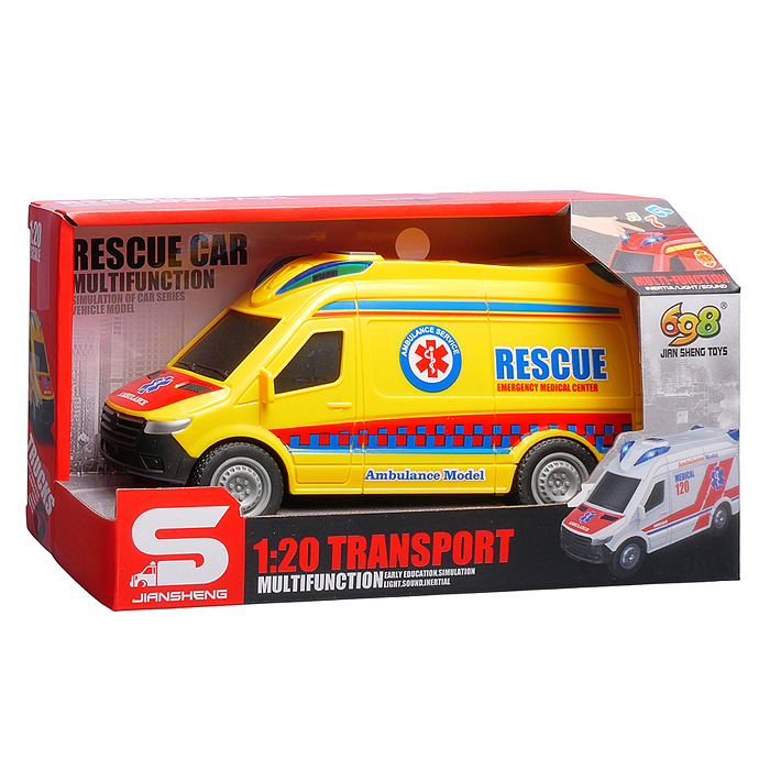 Машина JS199B "Спасательная служба" 1:20 (свет, звук) в коробке