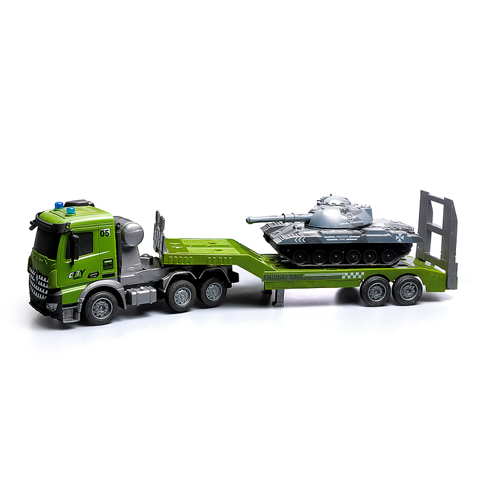 Машина YJ-132-12 "Военный автовоз" с танком  р/у 27 MHz, в коробке