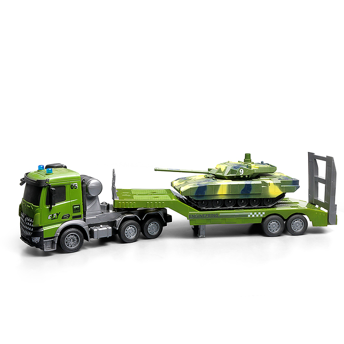 Машина YJ-132-12 "Военный автовоз" с танком  р/у 27 MHz, в коробке