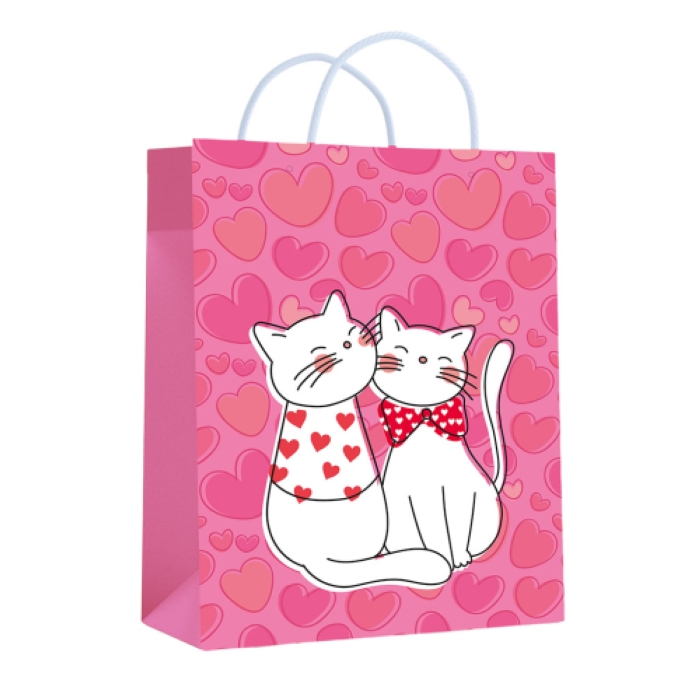 Пакет ламинированный "Обнимающиеся котики" 26х32х12 см, 157гр/м2