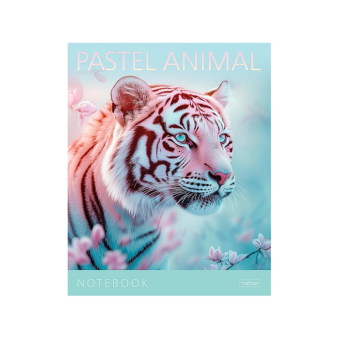 Тетрадь 96л. клетка "Pastel Animals" А5, на скобе пластиковая обложка с печатью