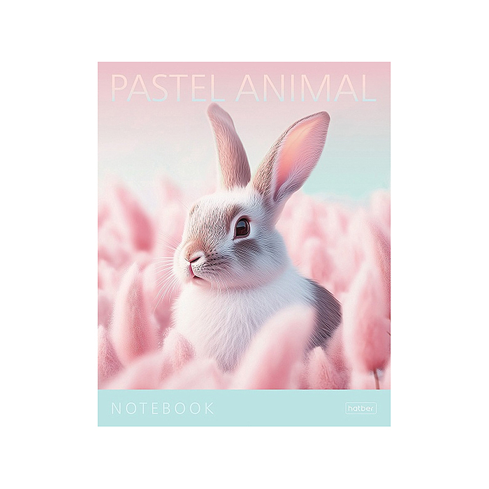 Тетрадь 96л. клетка "Pastel Animals" А5, на скобе пластиковая обложка с печатью