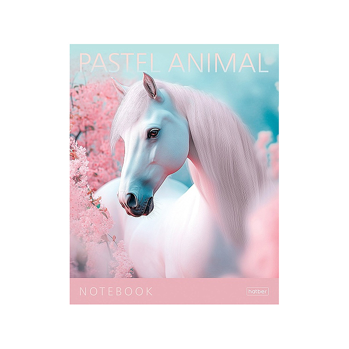 Тетрадь 96л. клетка "Pastel Animals" А5, на скобе пластиковая обложка с печатью