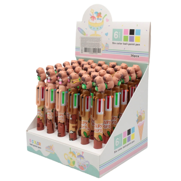 Ручка шариковая автоматическая Капибара, 0,7 мм, 6 цветов