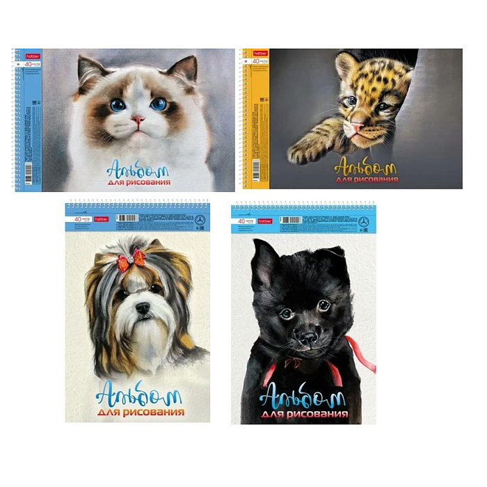 Альбом для рисования 40л "Глазки, ушки, носик" А4 перфорация на отрыв на спирали тиснение 