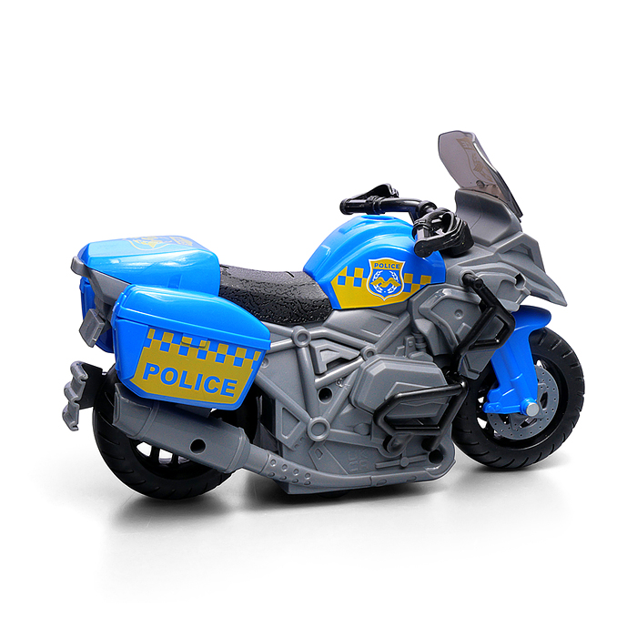 Мотоцикл JS196E "Полицейский байк" 1:20 (свет, звук) в коробке (цвет синий)