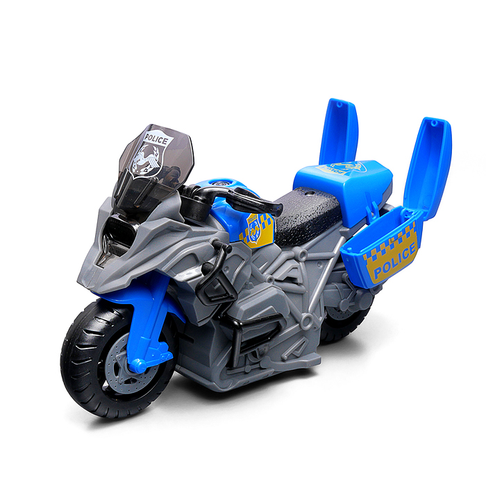 Мотоцикл JS196E "Полицейский байк" 1:20 (свет, звук) в коробке (цвет синий)