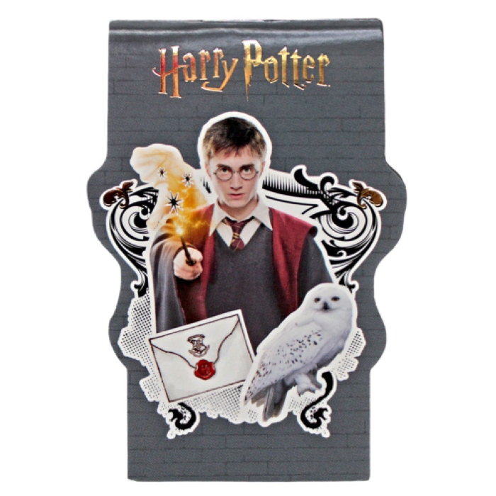 Блокнот фигурный Гарри Поттер, формат А7, 40 листов на скрепке, без линовки, тиснение золотой