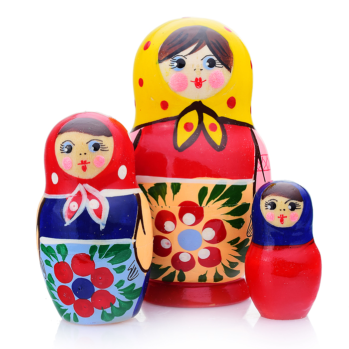 Матрешка 3 в 1 "Загорская роспись"/ окрашенная 