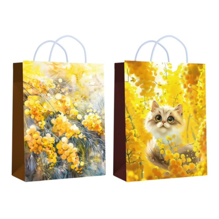 Пакет ламинированный "Мимозы" 18х23х10 см, 157гр/м2, микс 2 вида