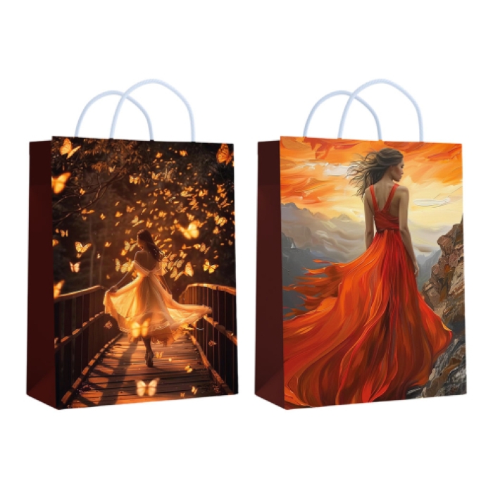 Пакет ламинированный "Девушки в платьях" 18х23х10 см, 157гр/м2, микс 2 дизайна