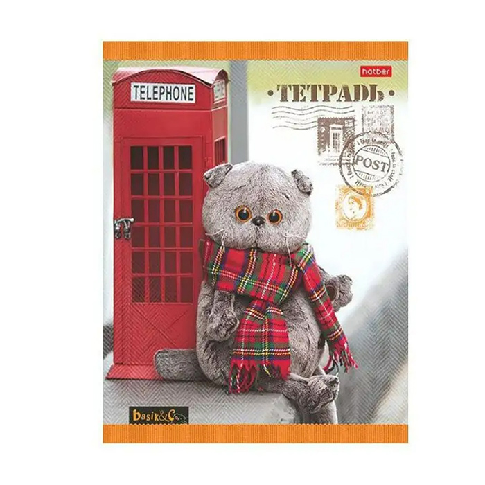 Тетрадь 18л. клетка "Кот Басик"А5 на скобе