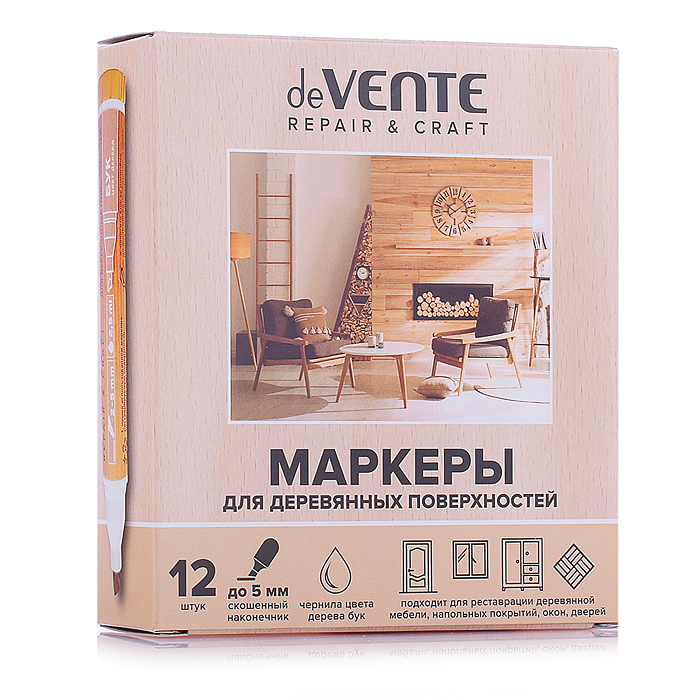 Маркер для деревянных поверхностей "Repair" круглый корпус, скошенный наконечник, ширина ли