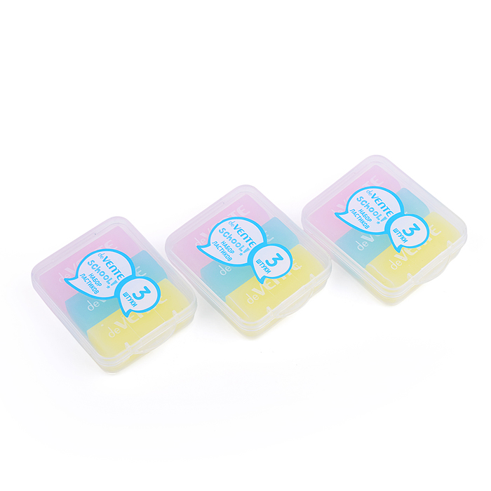 Набор ластиков "School" 3 шт, синтетический (ECO-PVC) прямоугольные, полупрозрачные цветные