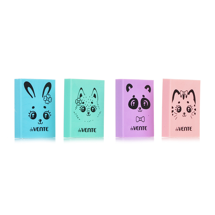 Ластик "100% Cute" синтетический каучук, прямоугольный цветной, 32x23x7 мм, dust-free, инди