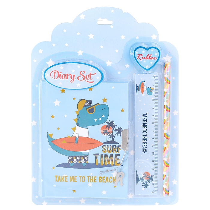 Набор канцелярский "Динозаврик" 4 предмета ассорти