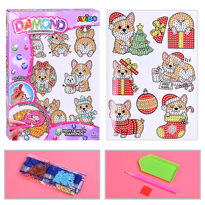 Мозаика алмазная A5503-3 "Новогодний корги" в коробке