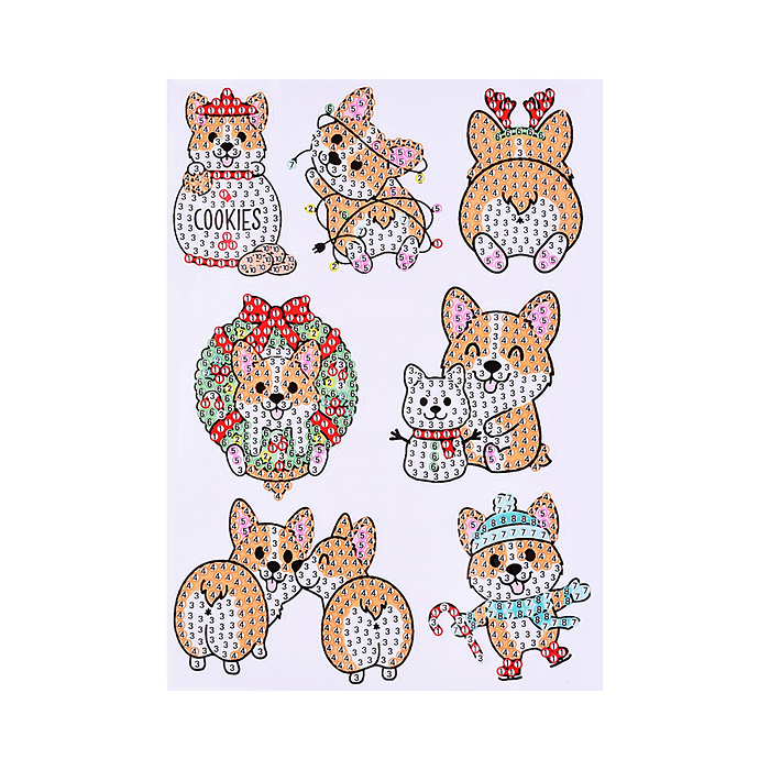 Мозаика алмазная A5503-3 "Новогодний корги" в коробке