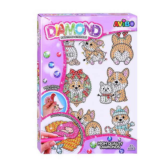 Мозаика алмазная A5503-3 "Новогодний корги" в коробке