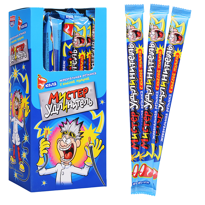 Жевательная резинка с кислой пудрой "Мистер удлинитель" со вкусом колы 18гр*30шт