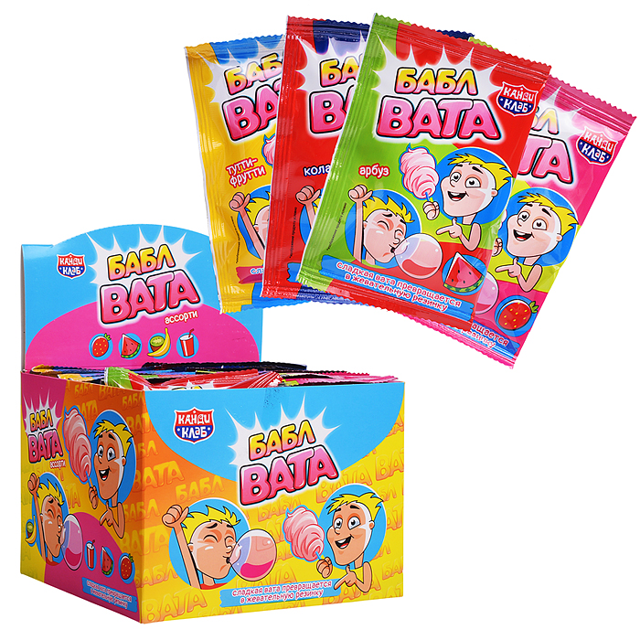 Сладкая вата "Бабл вата" ассорти 5гр*24шт