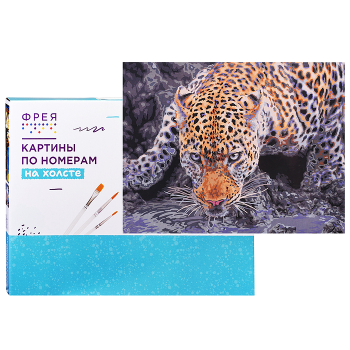 Набор для раскрашивания по номерам 40х30 "Взгляд хищника" (цветной холст) 