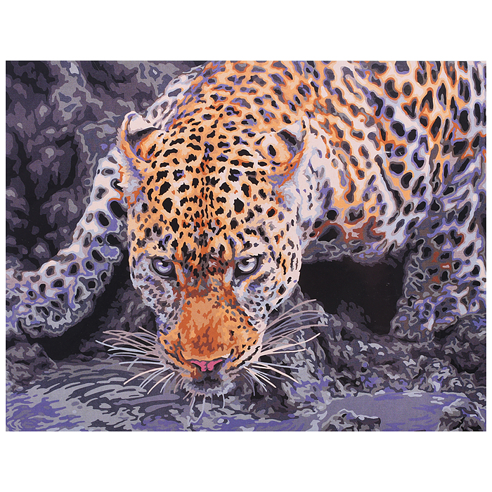 Набор для раскрашивания по номерам 40х30 "Взгляд хищника" (цветной холст) 