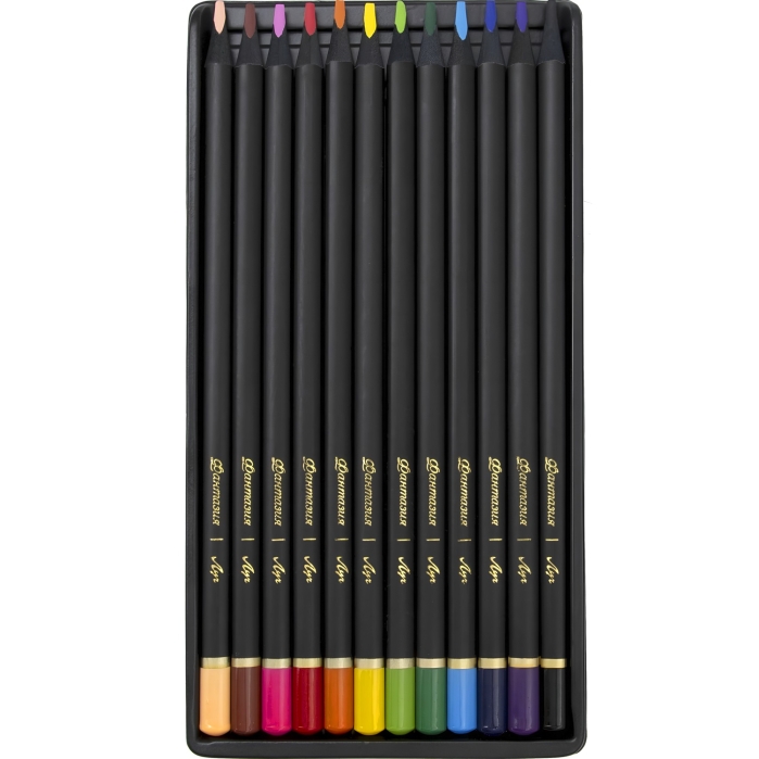 Карандаши цветные 12 цв. "Фантазия" трехгранные, черное дерево