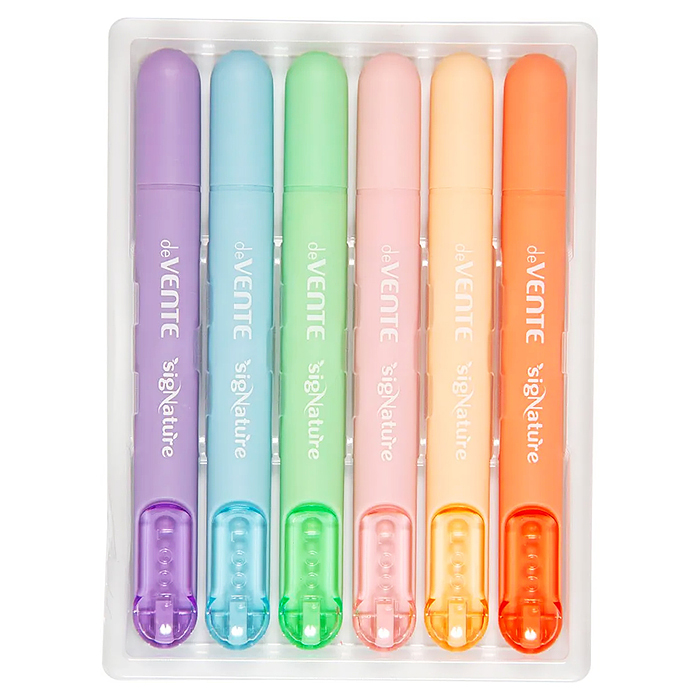 Набор маркеров-выделителей "SigNature" (6 цв) плоский корпус c клипом, скошенный наконечник