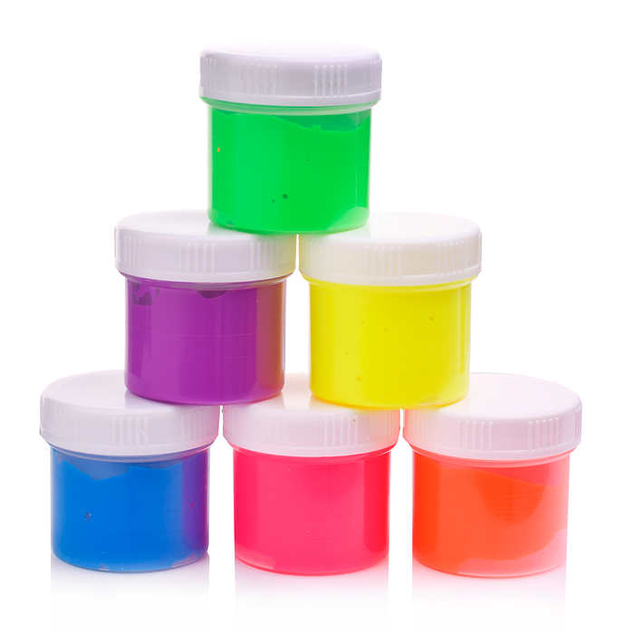 Краски пальчиковые 6цв., флуоресцент. (40мл.)