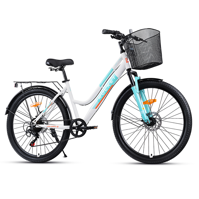 Велосипед 26" Rocket lady Steel 26, цвет белый/бирюзовый, размер 17"
