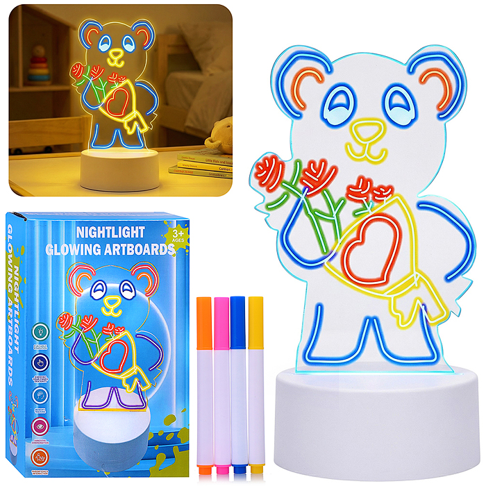 Набор для творчества  8N50-22 "Доска для рисования-светильник Мишка" в коробке