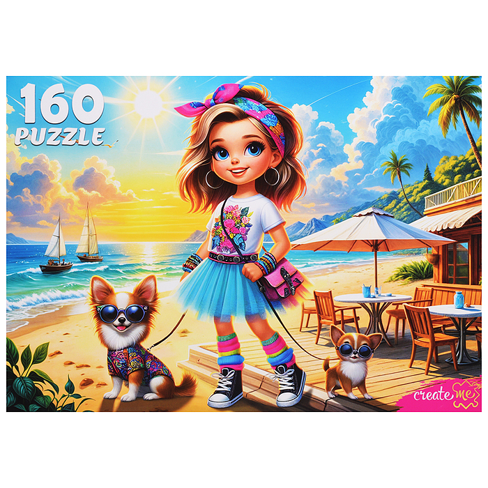 Пазлы 160 "Девочка с собачками"