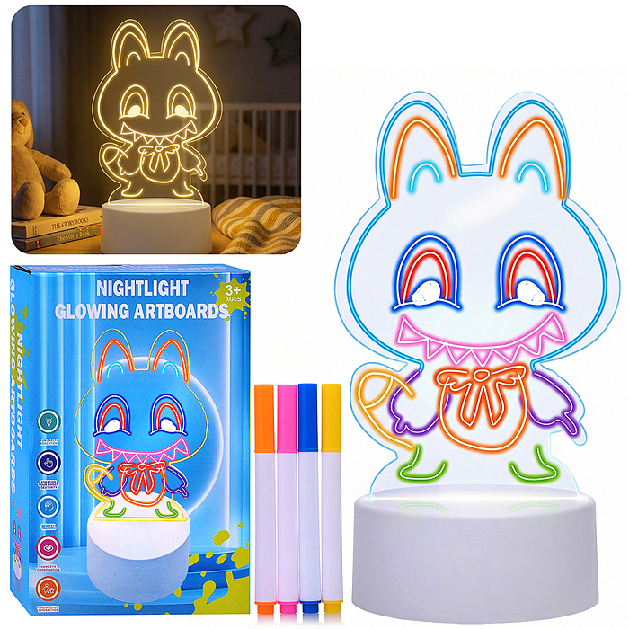 Набор для творчества  8N50-21 "Доска для рисования-светильник Зверек" в коробке