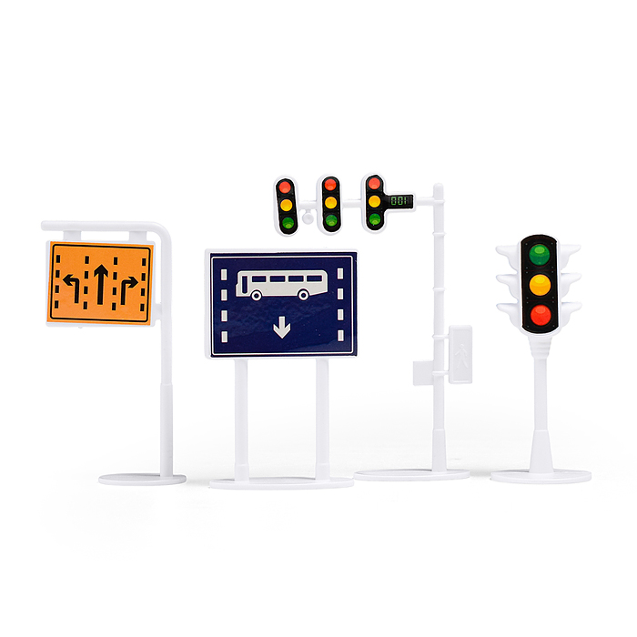 Машина 6607-D1 "Автокран" с дорожными знаками, в коробке