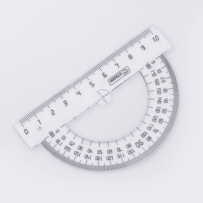 Транспортир 10 см 180* прозрачный б/цв