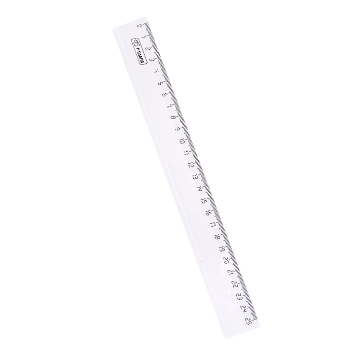 Линейка пластиковая 30 см  прозрачная б/цв 