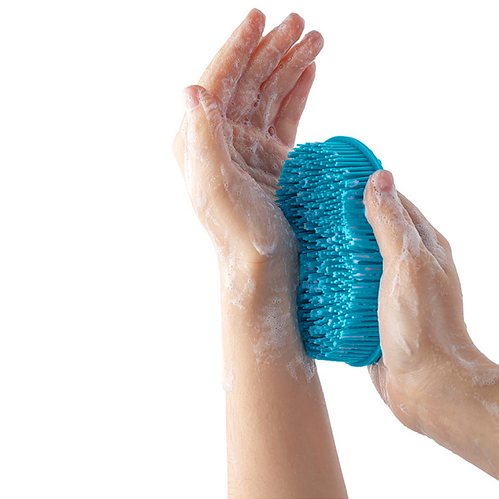 Фото к товару Губка для тела силиконовая овал, голубая Губка для тела силиконовая овал, голубая