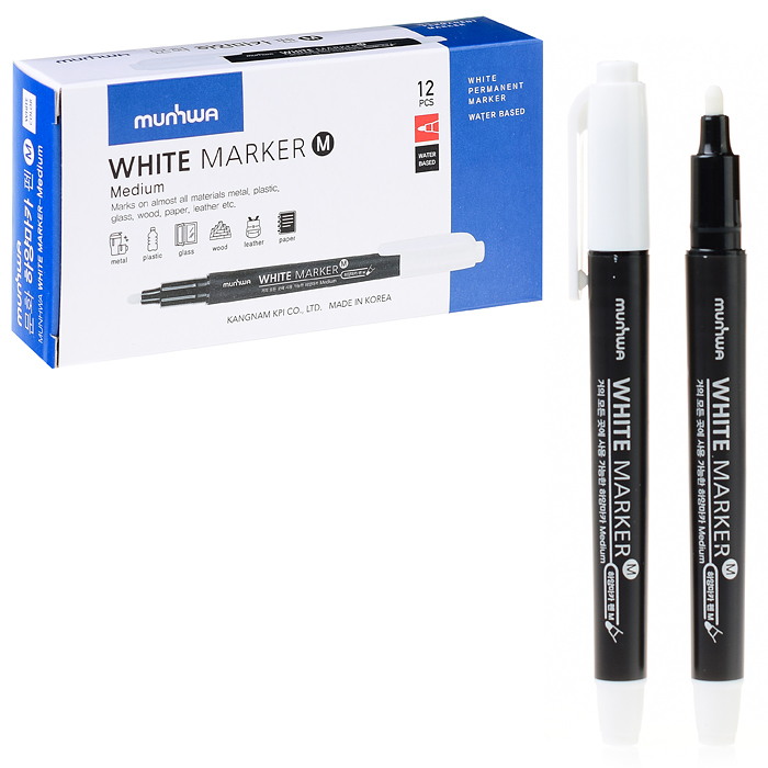 Маркер перманентный белый, након.круглый, 2.0 мм.